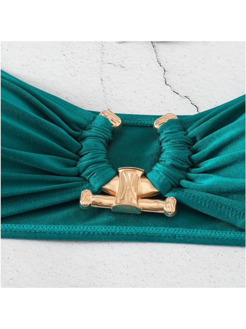 Green Bandeau High Cut Tie Side Bikini Set - Picture 3 of 7